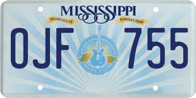 MS license plate OJF755