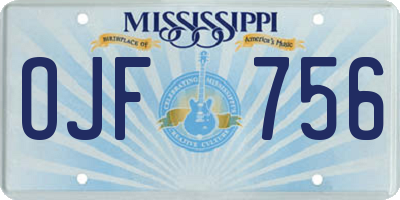 MS license plate OJF756