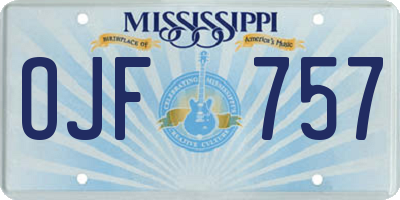 MS license plate OJF757