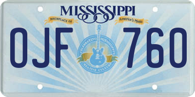 MS license plate OJF760