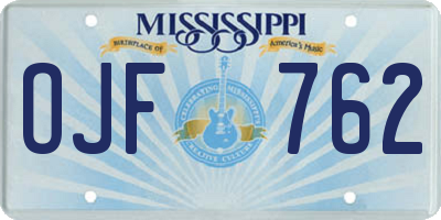 MS license plate OJF762