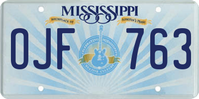 MS license plate OJF763