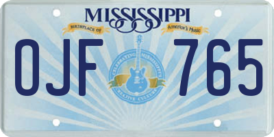 MS license plate OJF765