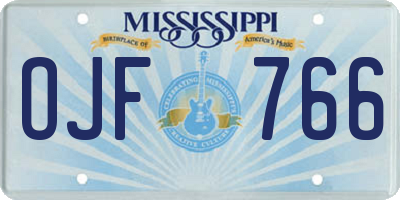 MS license plate OJF766
