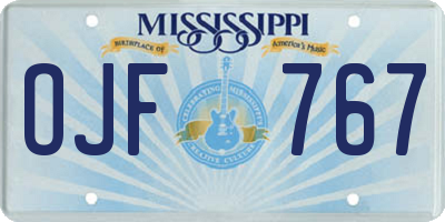 MS license plate OJF767
