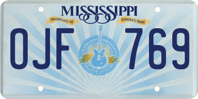 MS license plate OJF769
