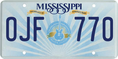 MS license plate OJF770