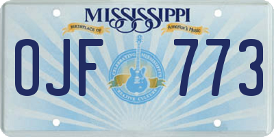 MS license plate OJF773