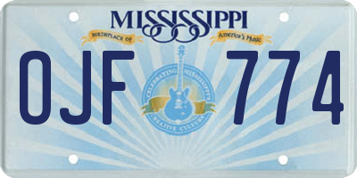 MS license plate OJF774