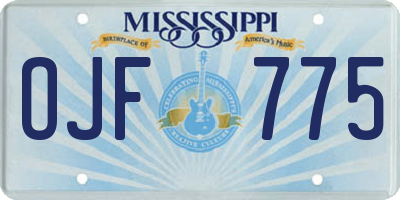 MS license plate OJF775