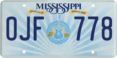 MS license plate OJF778