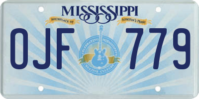 MS license plate OJF779
