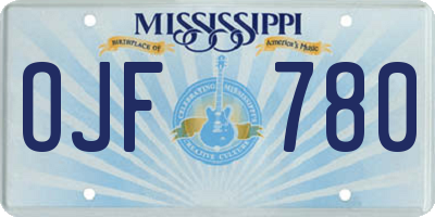 MS license plate OJF780