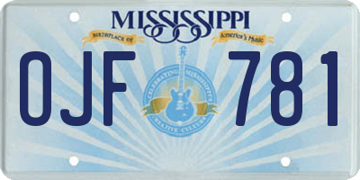 MS license plate OJF781