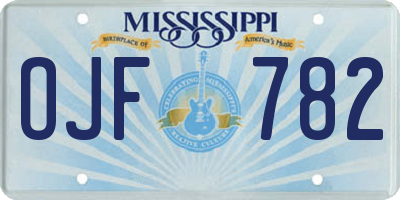 MS license plate OJF782