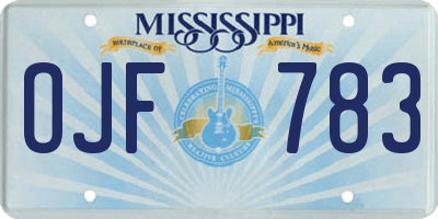 MS license plate OJF783