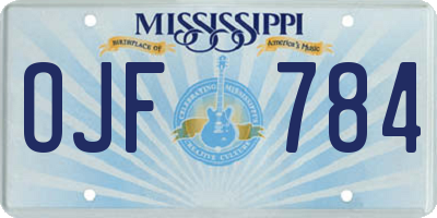 MS license plate OJF784