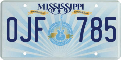 MS license plate OJF785
