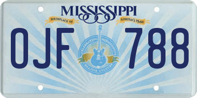 MS license plate OJF788