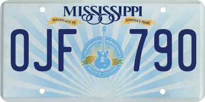 MS license plate OJF790