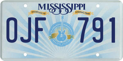 MS license plate OJF791