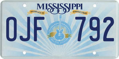 MS license plate OJF792