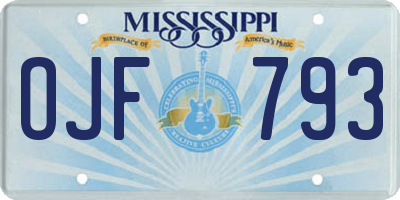 MS license plate OJF793