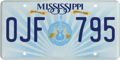 MS license plate OJF795