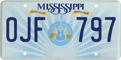 MS license plate OJF797