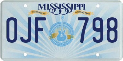MS license plate OJF798