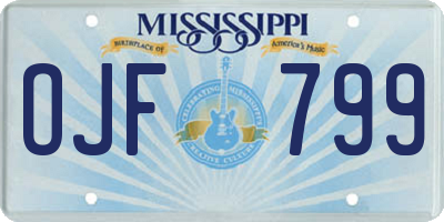 MS license plate OJF799