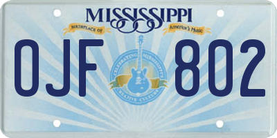 MS license plate OJF802