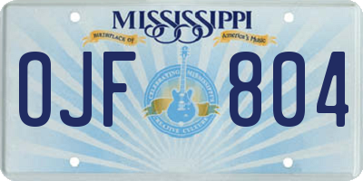 MS license plate OJF804