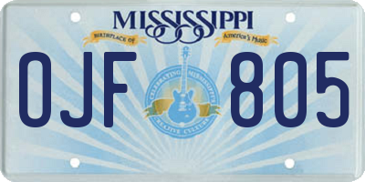 MS license plate OJF805