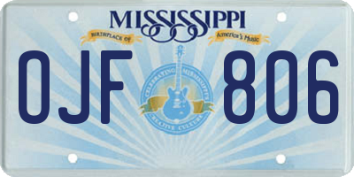 MS license plate OJF806