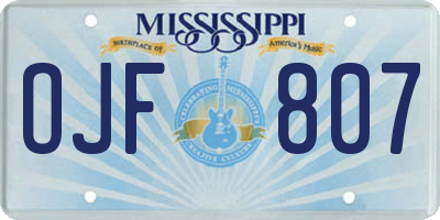 MS license plate OJF807