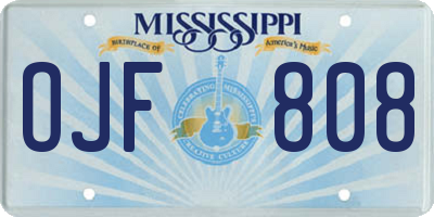 MS license plate OJF808