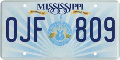 MS license plate OJF809