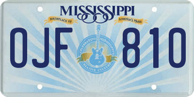 MS license plate OJF810