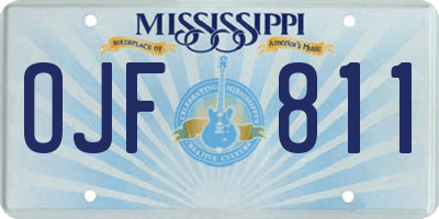 MS license plate OJF811