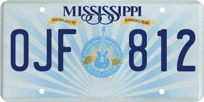 MS license plate OJF812