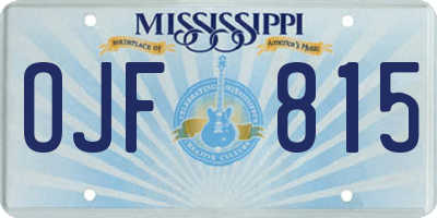 MS license plate OJF815