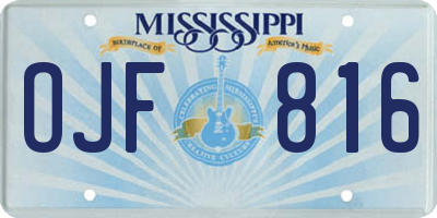 MS license plate OJF816