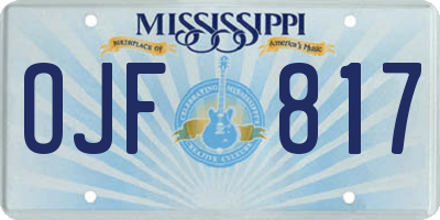 MS license plate OJF817