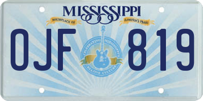 MS license plate OJF819