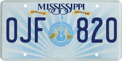 MS license plate OJF820