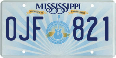 MS license plate OJF821
