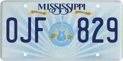 MS license plate OJF829