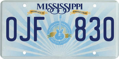 MS license plate OJF830