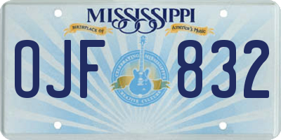 MS license plate OJF832